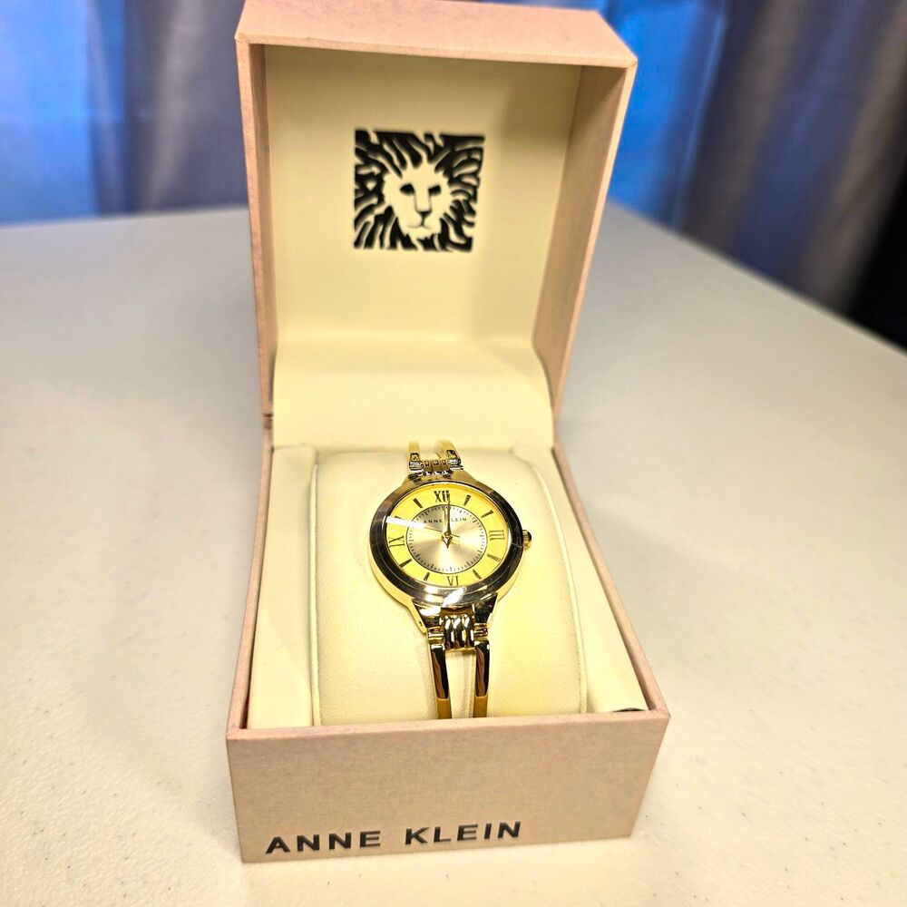 Anne Klein Women's Gold Tone Analog Watch Roman Numerals w/ Box NEEDS BATTERY